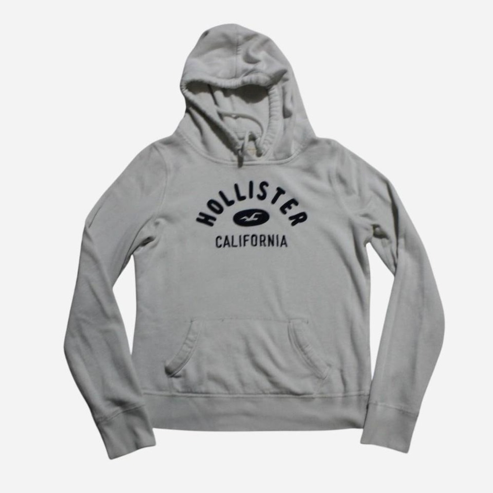 Womens White Y2K Skater Spellout Preppy Hollister Pullover Hoodie - Picture 2 of 8